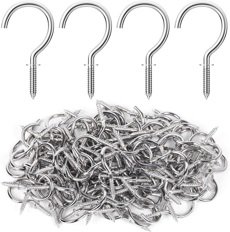 RELBRO Screw Hooks, 1 Inch Metal Screw in Cup Hooks, Silver, 100 Pcs - Image 1